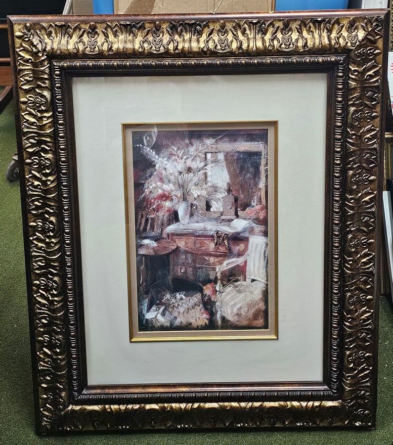 John Douglas "Our Room 1" Print in Ornate frame; 25x31" (1 of 2)