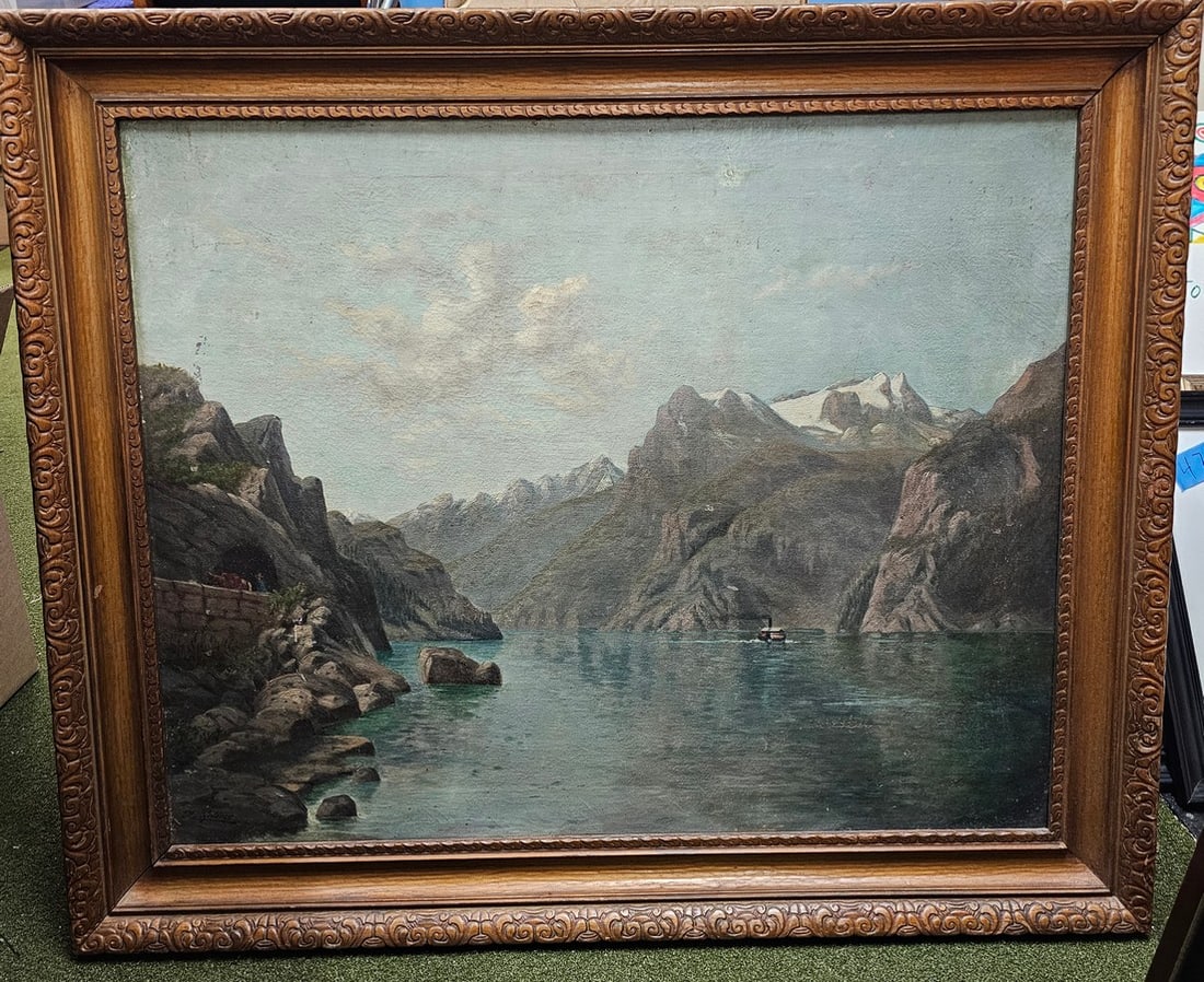 Landscape Lake Canvas Print in Wood frame; 30x35" (1 of 2)