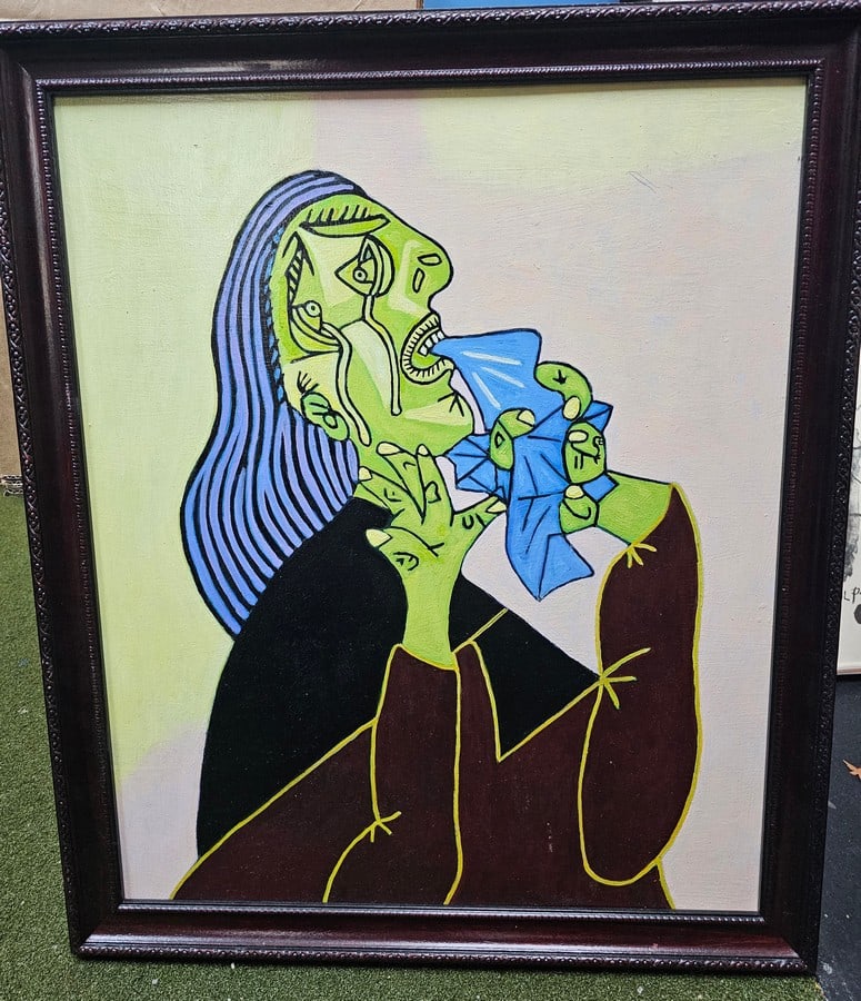 Style of Pablo Picasso Origibal Oil on Canvas Expressionist Woman: Style of Pablo Picasso Origibal Oil on Canvas Expressionist WomanFrom Le Gout du Bonheur suite