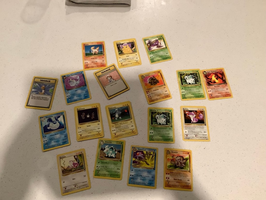 Lot of vintage wizards of the east coast pokemon cards 1999 base set, team rocket, base set 2, (1 of 1)