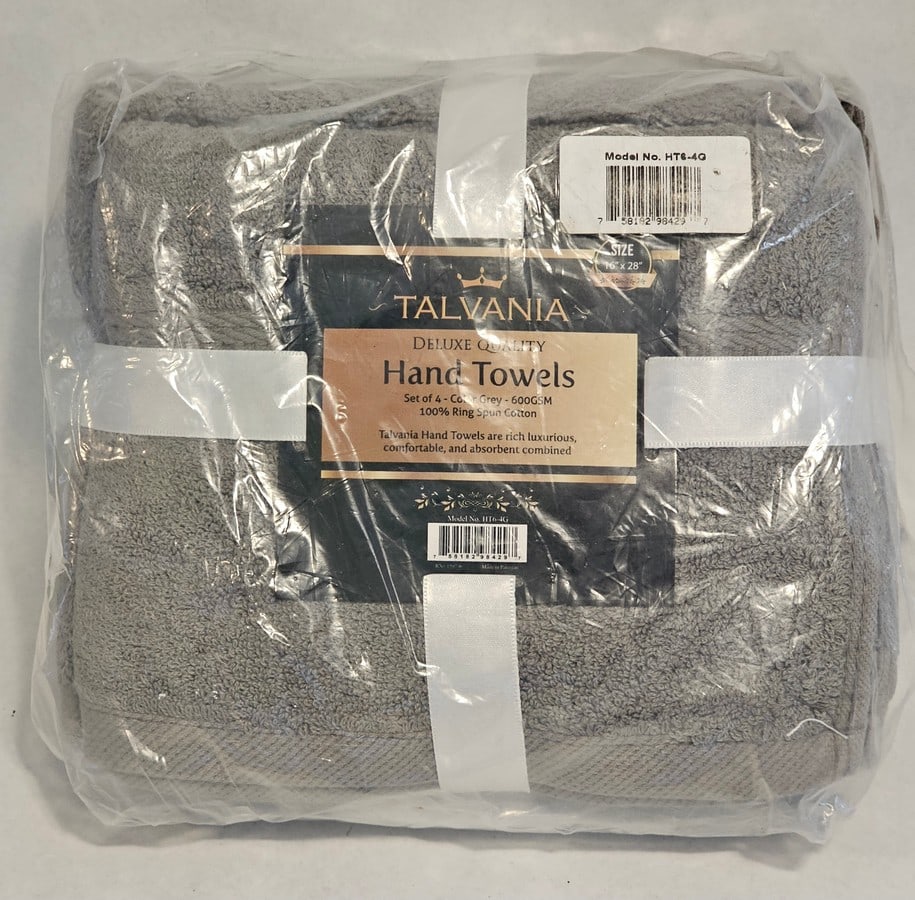 4 pack New Talvania Grey Hand Towels (1 of 1)