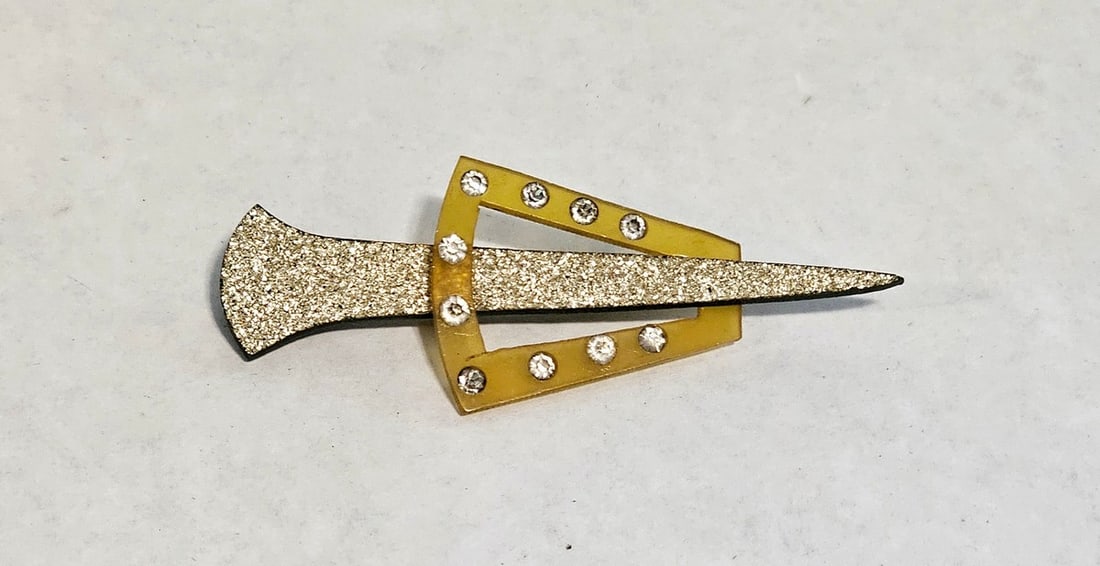 Vintage Celluloid and Rhinstone Deco Brooch Pin (1 of 2)