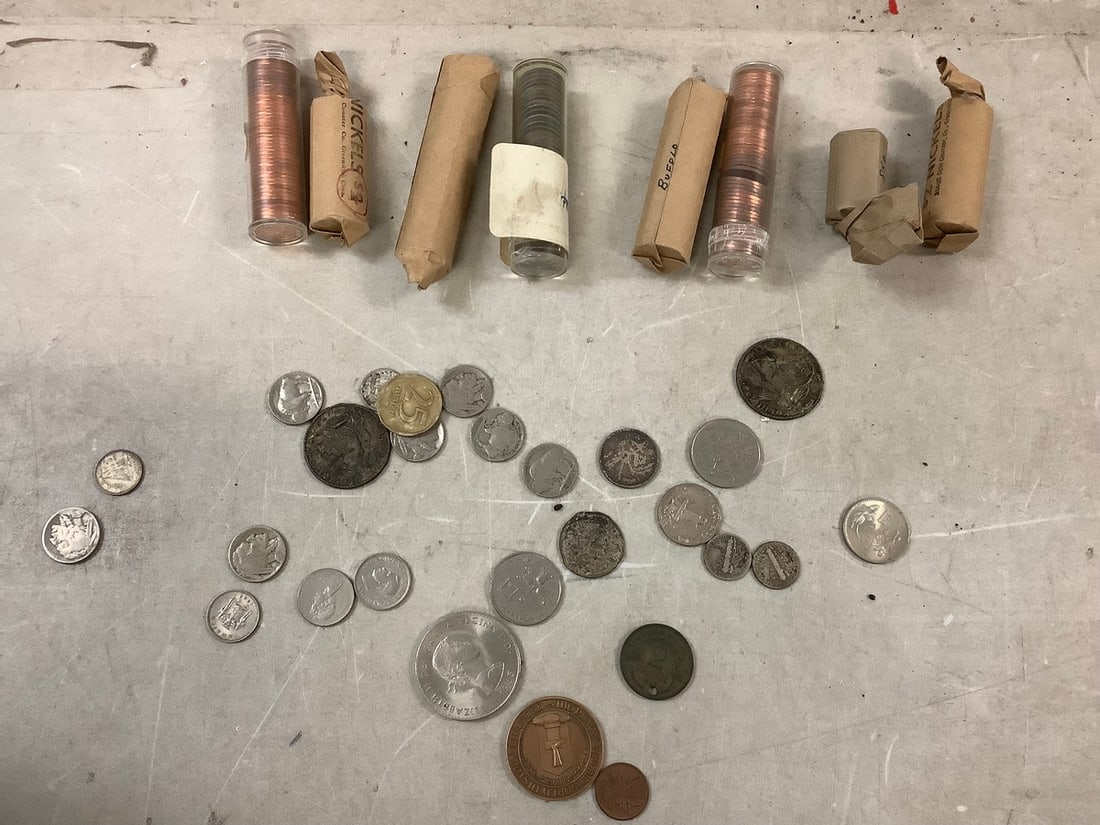 Lot of buffalo nickels, foreign coins, and more (1 of 1)