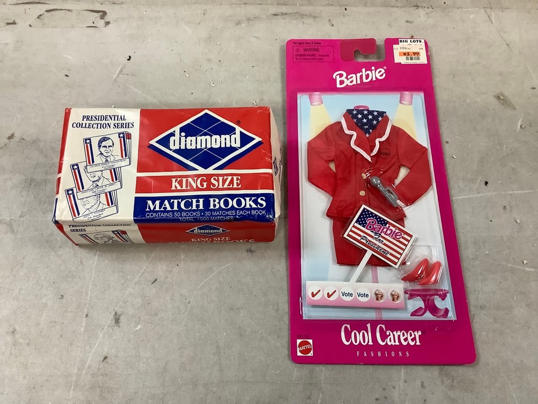 Lot of Diamond King Size Matchbooks and Barbie Presidential Outfit: Lot of Diamond King Size Matchbooks and Barbie Presidential Outfit