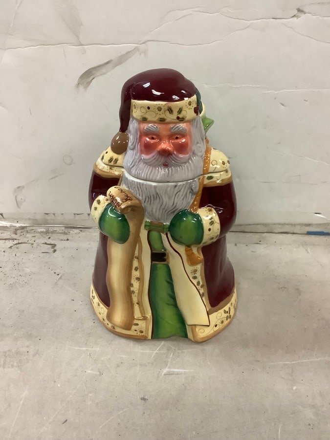 Ceramic santa cookie jar 12in: Ceramic santa cookie jar 12in