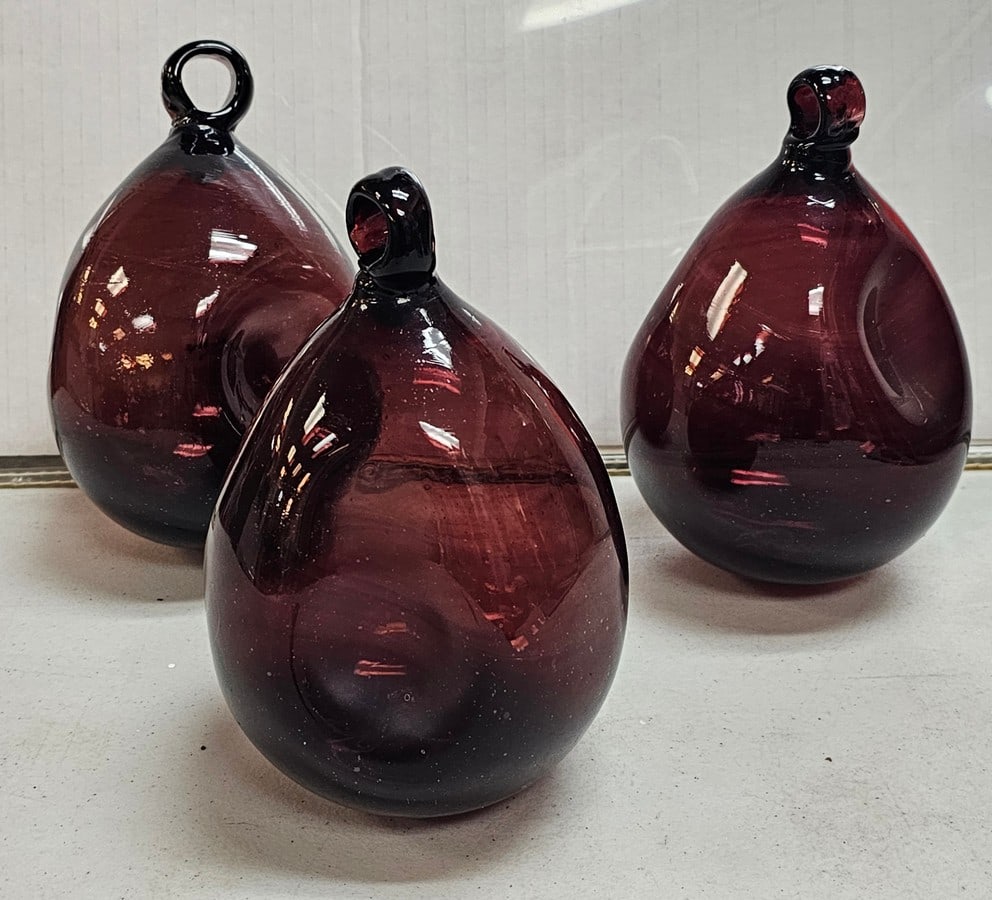 Handblown Plum Colored Glass Orbs (1 of 2)