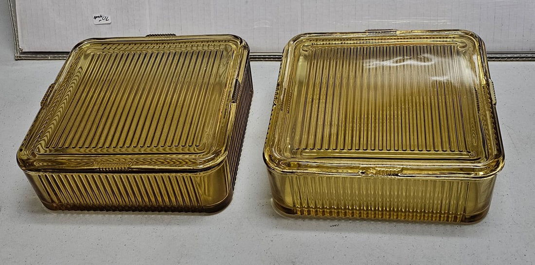 Vintage Glass Refrigerator Boxes with Lids (1 of 1)