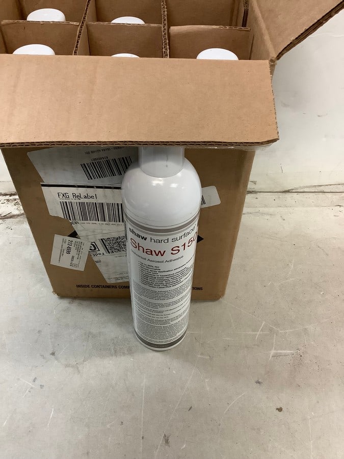 3 cases (18 cans of shaw hard surface adhesive): 3 cases (18 cans of shaw hard surface adhesive)