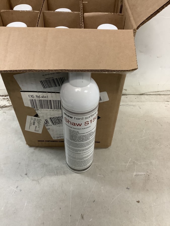 3 cases (18 cans of shaw hard surface adhesive): 3 cases (18 cans of shaw hard surface adhesive)