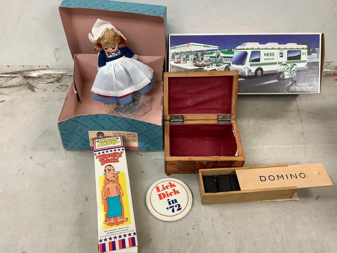 Lot of vintage pin, HESS truck, Madame Alexander ceramic doll, and more (1 of 1)