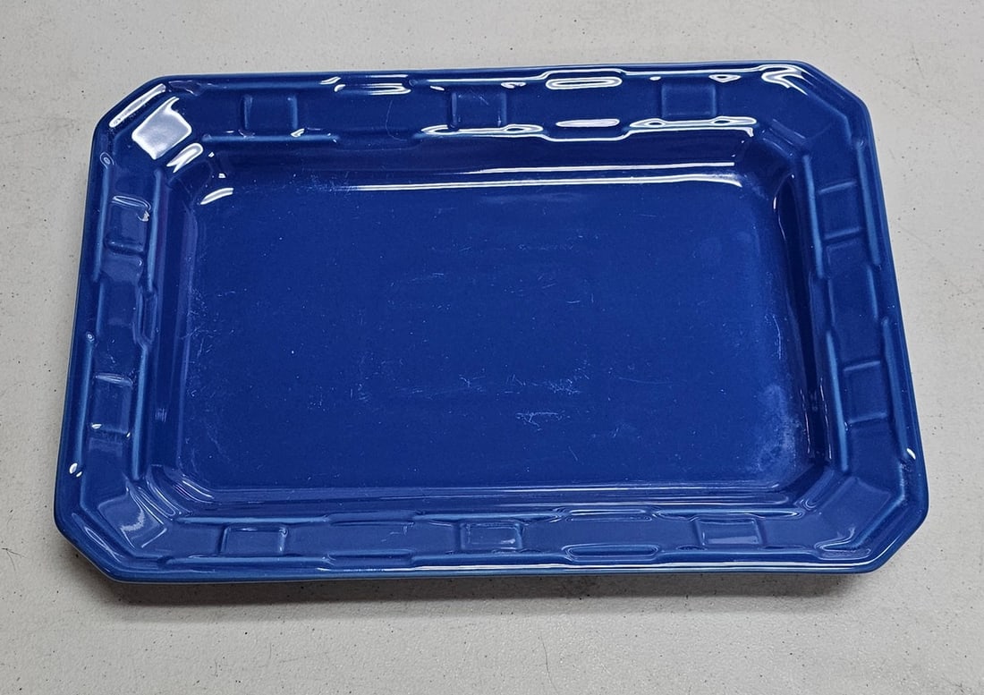 Longaberger Ceramics Blue Weave Platter 9x13" (1 of 2)