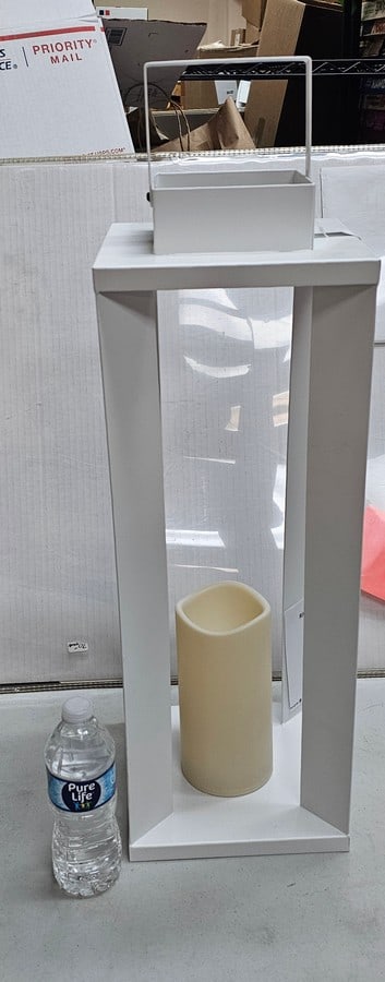 Mikasa White Metal Lantern with LED Candle (1 of 1)