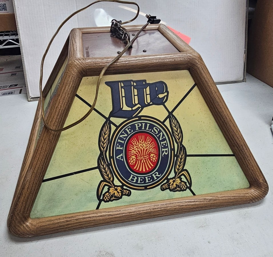 Vintage Beer Miller Lite Bar Pool Hanging Lamp (1 of 1)