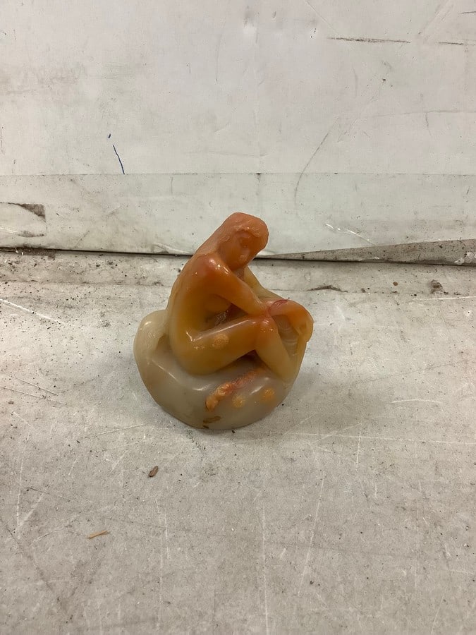 Carved jade naked woman statue 3inx3in.: Carved jade naked woman statue 3inx3in.