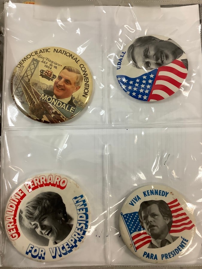 Lot of vintage Ted Kennedy pins 1984, Ferraro, and more: Lot of vintage Ted Kennedy pins 1984, Ferraro, and more