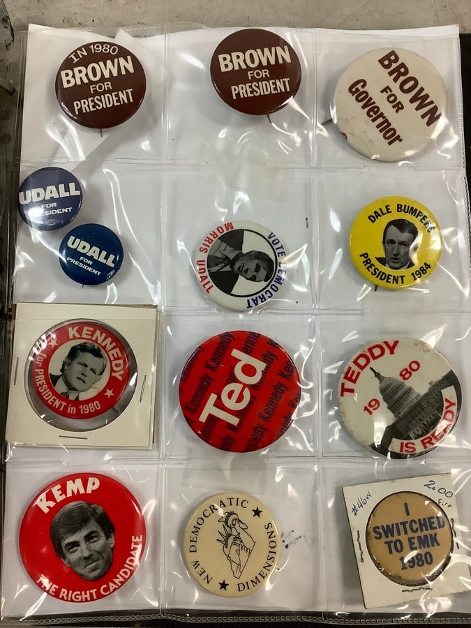 Lot of vintage presidential pins(Brown, Ted Kennedy, Udall, and more): Lot of vintage presidential pins(Brown, Ted Kennedy, Udall, and more)