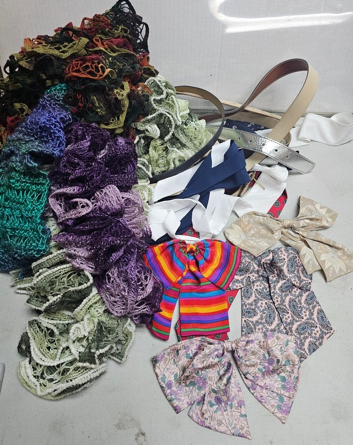 Scarves, Coquette Bow Pins, Belts including Vintage: Scarves, Coquette Bow Pins, Belts including Vintage