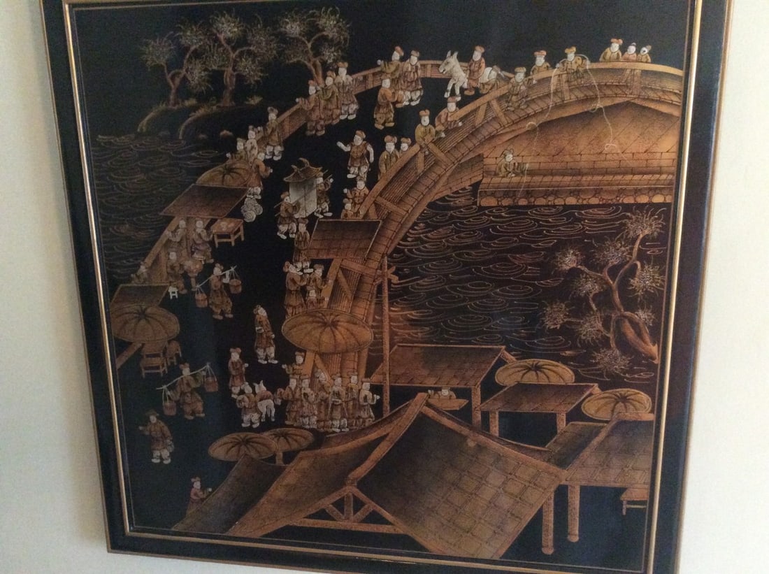 CHINESE LACQUERED WALL PANEL 36" X 36" (1 of 1)