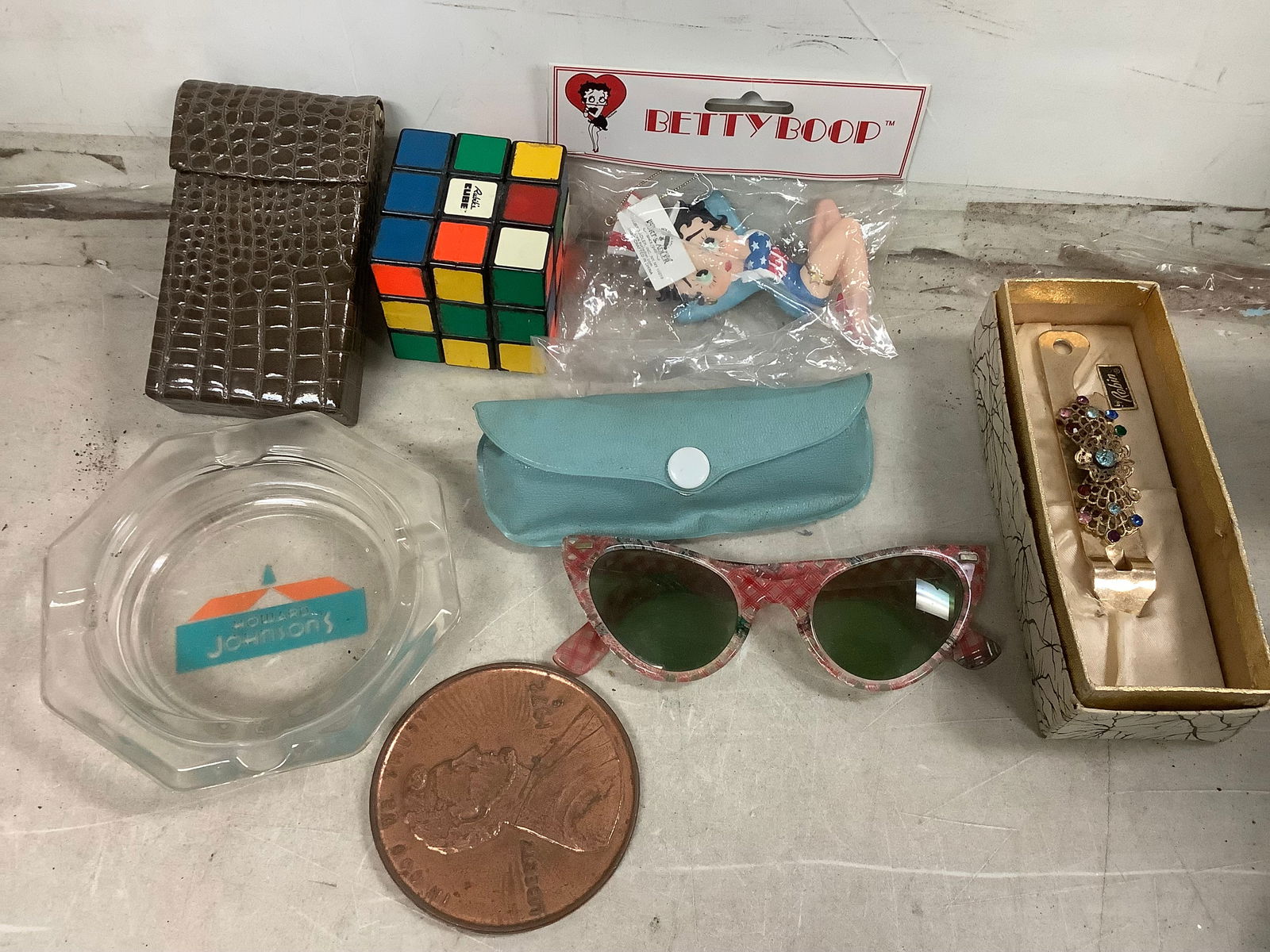 Lot of Rubix cube toy, 1940's and 50's sunglasses, and more: Lot of Rubix cube toy, 1940's and 50's sunglasses, and more