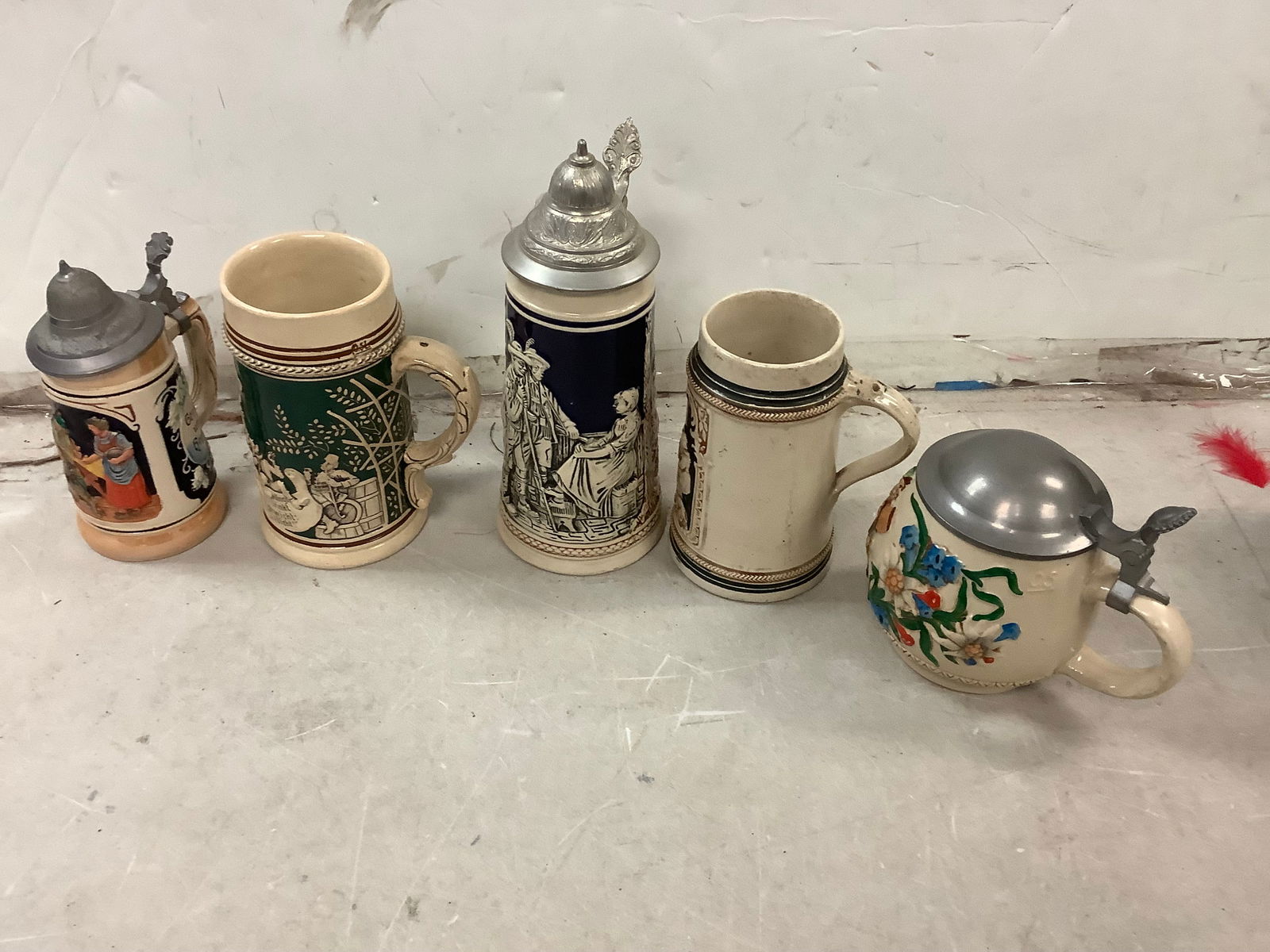 Lot of Assorted German Steins 9.5 in (1 of 1)