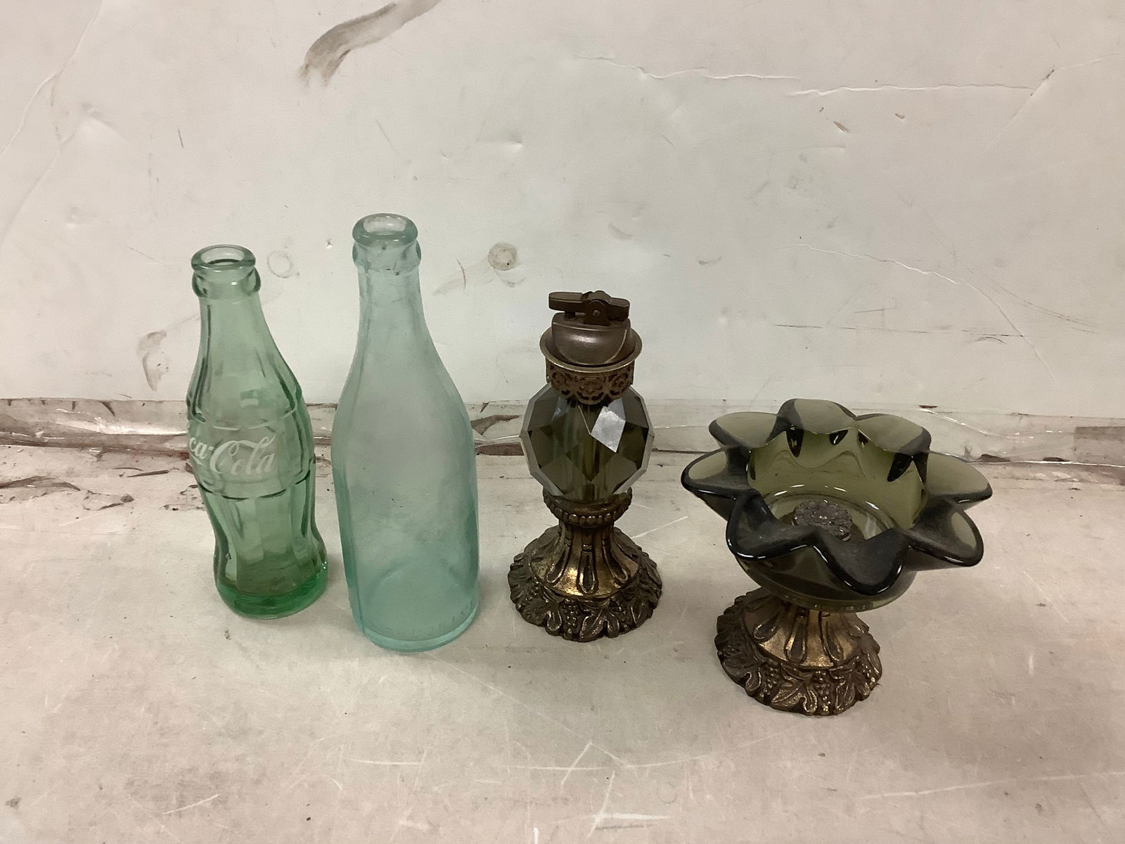 Vintage Coke Bottle, Lighter, and Decrotive Glass Pieces 9 in (1 of 1)