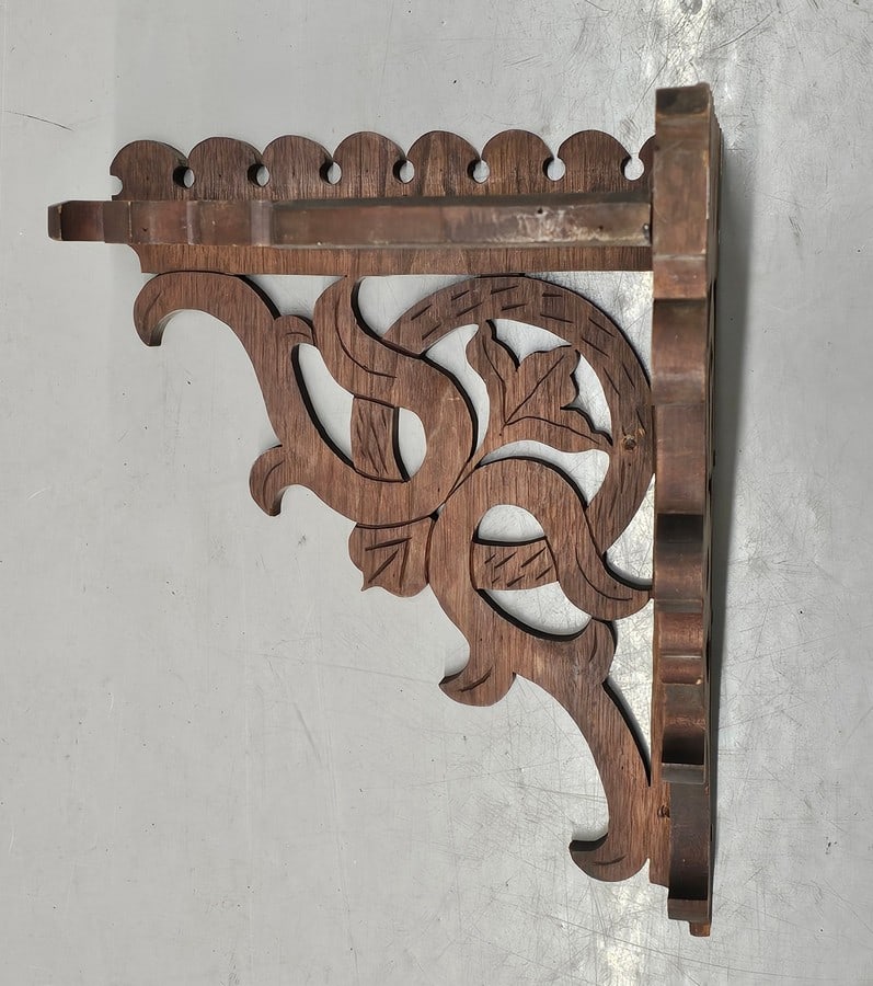 Vintage Wood Handcarved Corner Shelf: 15x12x12"