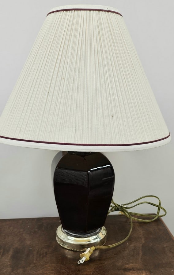 Vintage Deep Red Table Lamp and Shade (1 of 2)