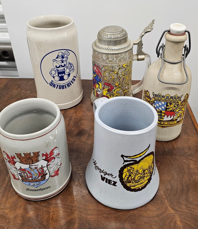 Vintage German Glass Stein and Ceramic Beer Mugs (1 of 1)