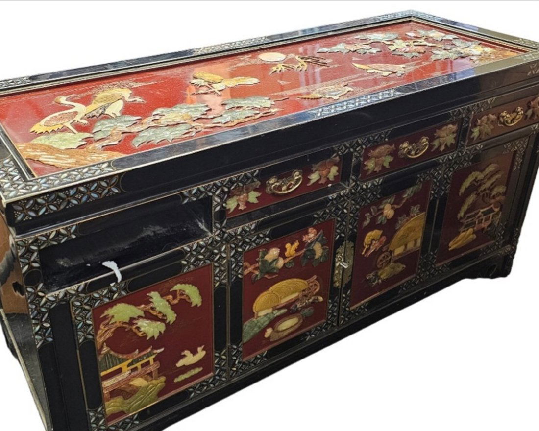 Japanese Console Trunk Carved with Mother of Pearl inlay (1 of 4)