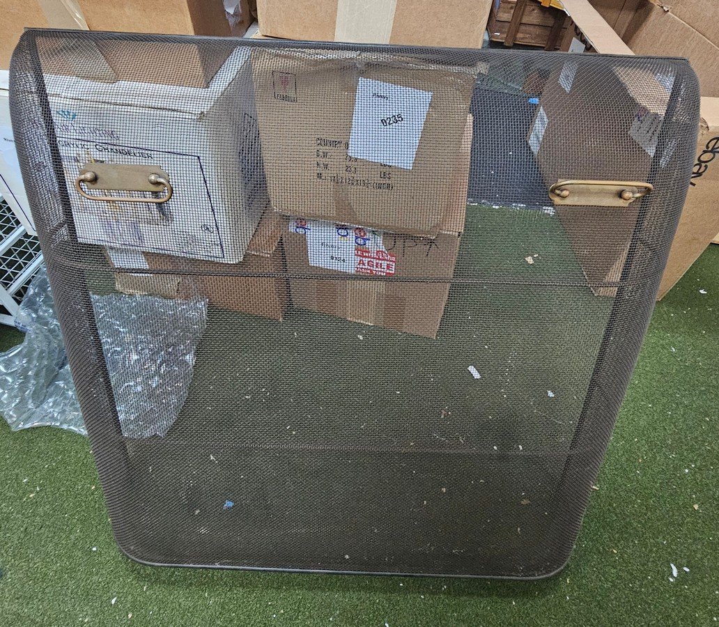 Metal Mesh Fireplace Screen with Brass Hardware (1 of 1)