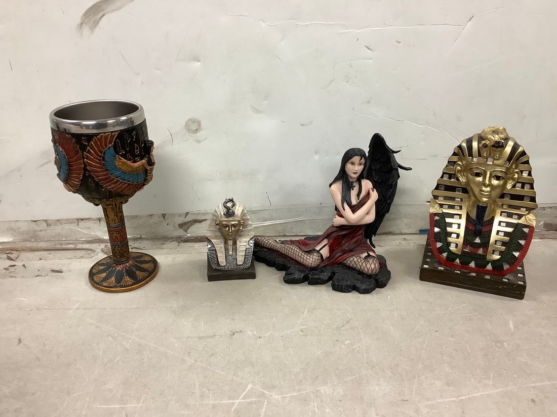 Lot of Egyptian themed statues and decorative cup(6.5in.tall) (1 of 1)