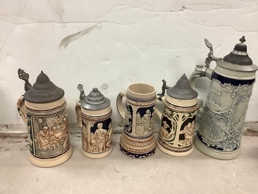Lot of vintage steins made in Germany(hand painted by Armin Bay and more)11.5in.tallest (1 of 1)