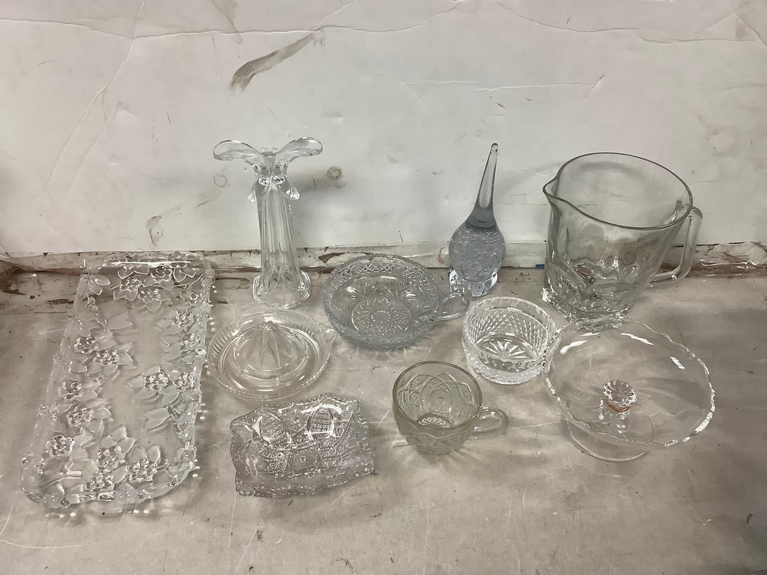 Lot of crystal cups, pitcher, and more 8.5in.tallest (1 of 1)