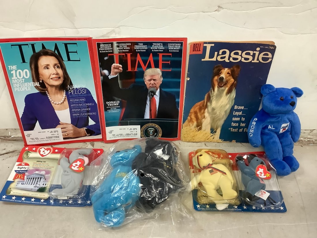 Lot of Time magazines, Gold'n Bears dolls, beanie babies, and more: Lot of Time magazines, Gold'n Bears dolls, beanie babies, and more