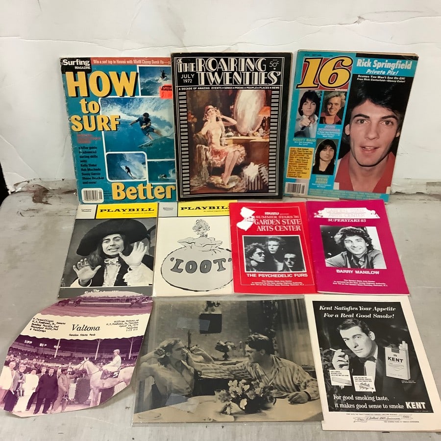 Lot of vintage magazines(Surfing Magazine, The Roaring twenties, and 16), playbills, and more: Lot of vintage magazines(Surfing Magazine, The Roaring twenties, and 16), playbills, and more