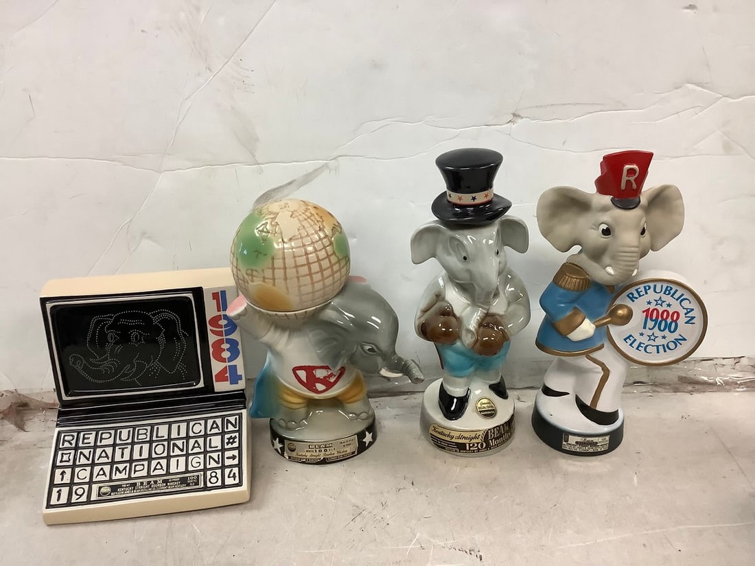 Lot of empty vintage Beam decorative liquor decanters(tallest 12in.) (1 of 1)