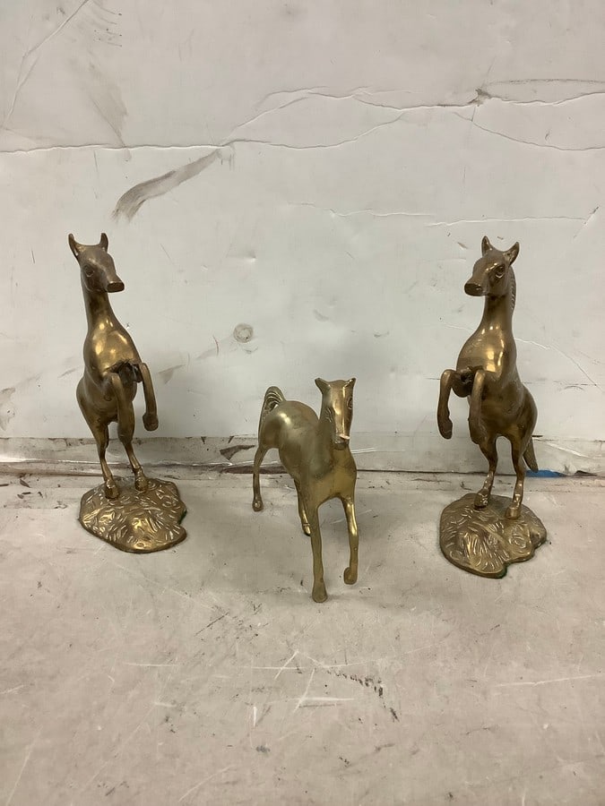 Lot of brass horse statues 9.5 in.tallest (1 of 1)