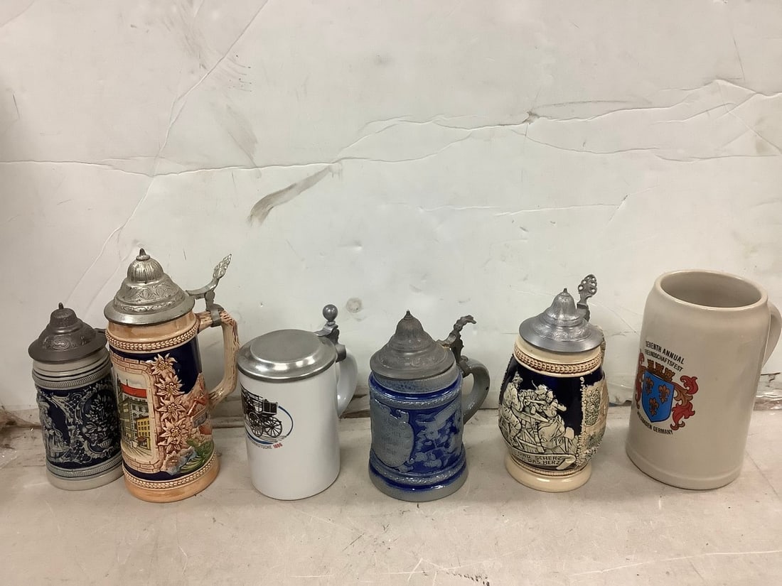 Lot of vintage steins(Gerz, Original Thewalt, and more) tallest 9.75in. (1 of 1)
