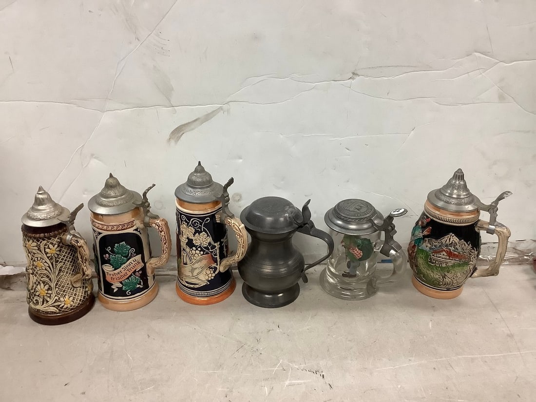 Lot of vintage steins(Handarbeit, Original King, and more) tallest 9.5in. (1 of 1)