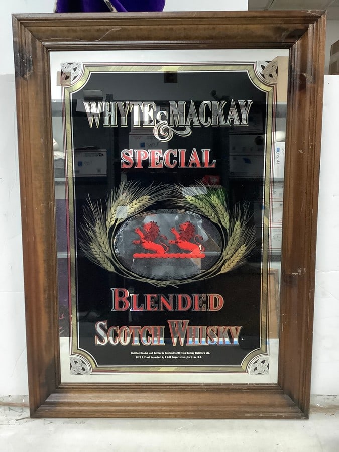 Whyte & Mackay special blended scotch whiskey decorative framed mirror 26.5in.x36.5in. (1 of 1)