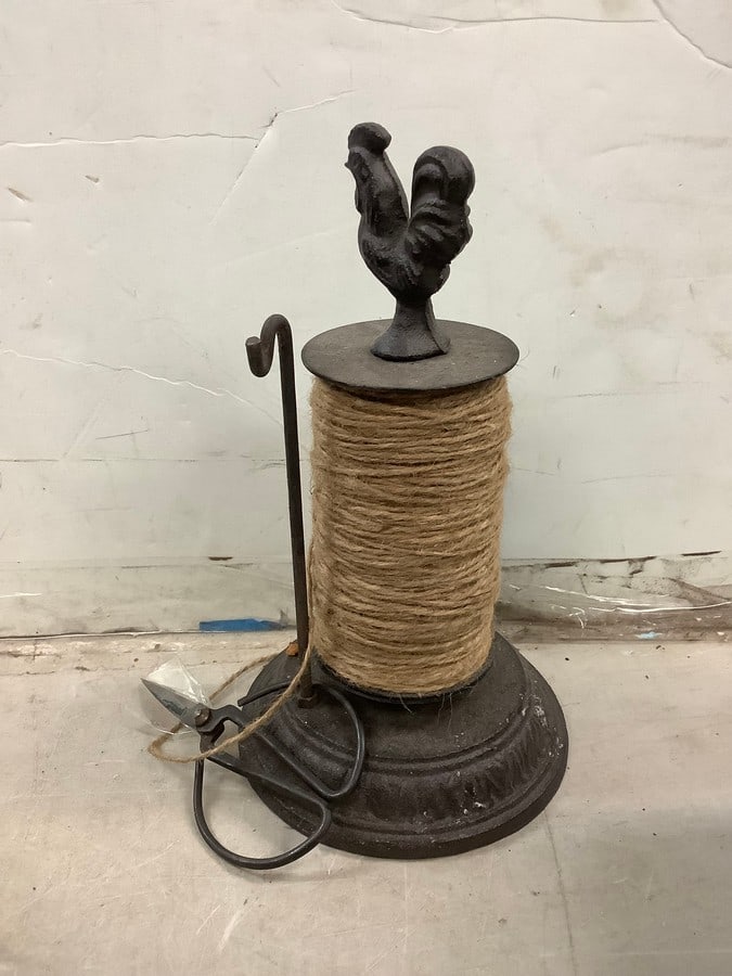 Cast iron twine holder and cutter 9.5in.tall: Cast iron twine holder and cutter 9.5in.tall