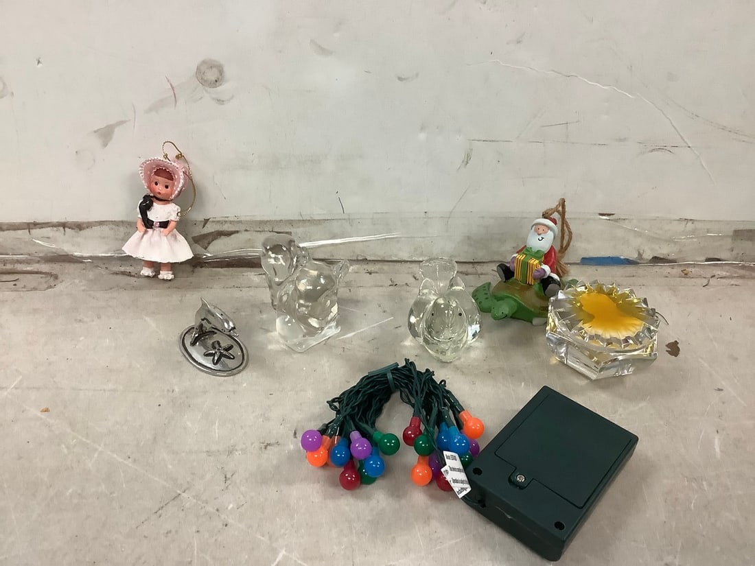 Lot of decorative glass statues, other mini figures, and more (santa figurine 2.5in.tall) (1 of 1)