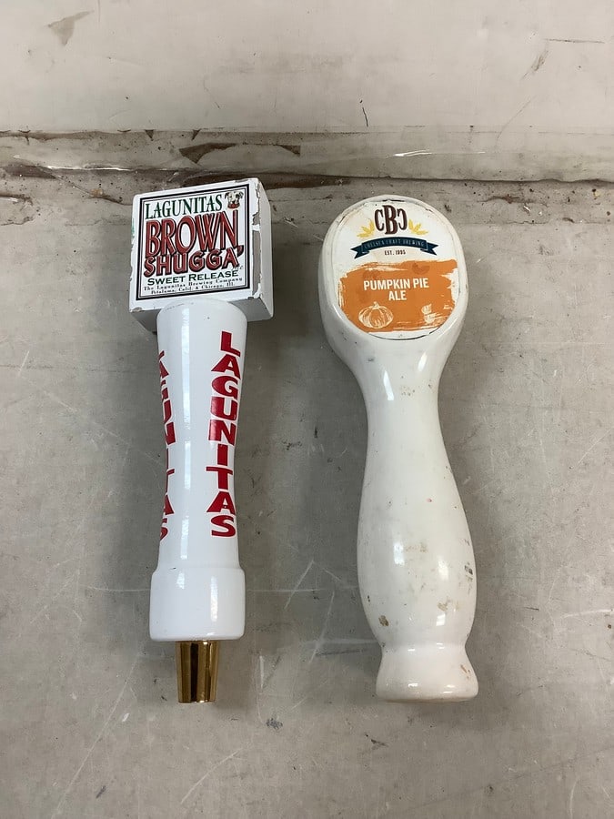 Lot of decorative tap handles(Lagunitas and CBC chelsea craft brewing 10in.tallest) (1 of 1)