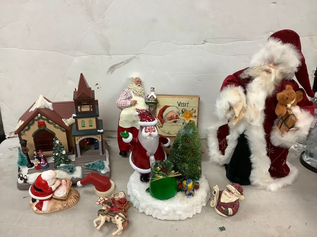 Lot of christmas decor(santa statues, ceramic, and more tallest 16in.) (1 of 1)