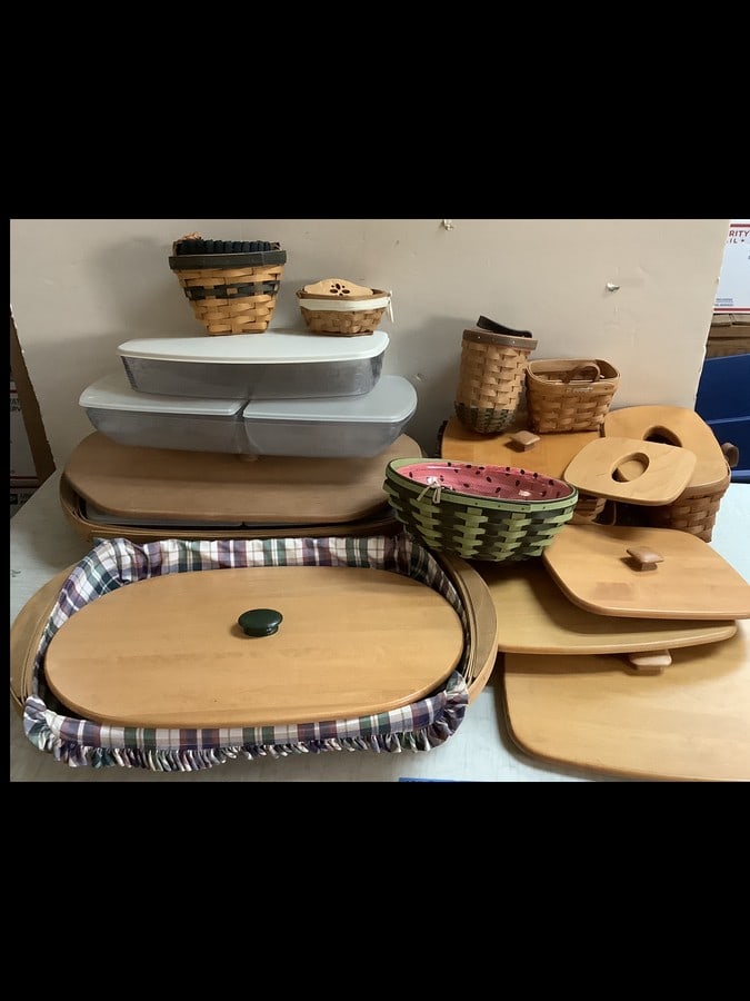 Lot of vintage Longaberger picnic baskets and more(largest basket 23in.x14in.x 3.5in.) (1 of 1)