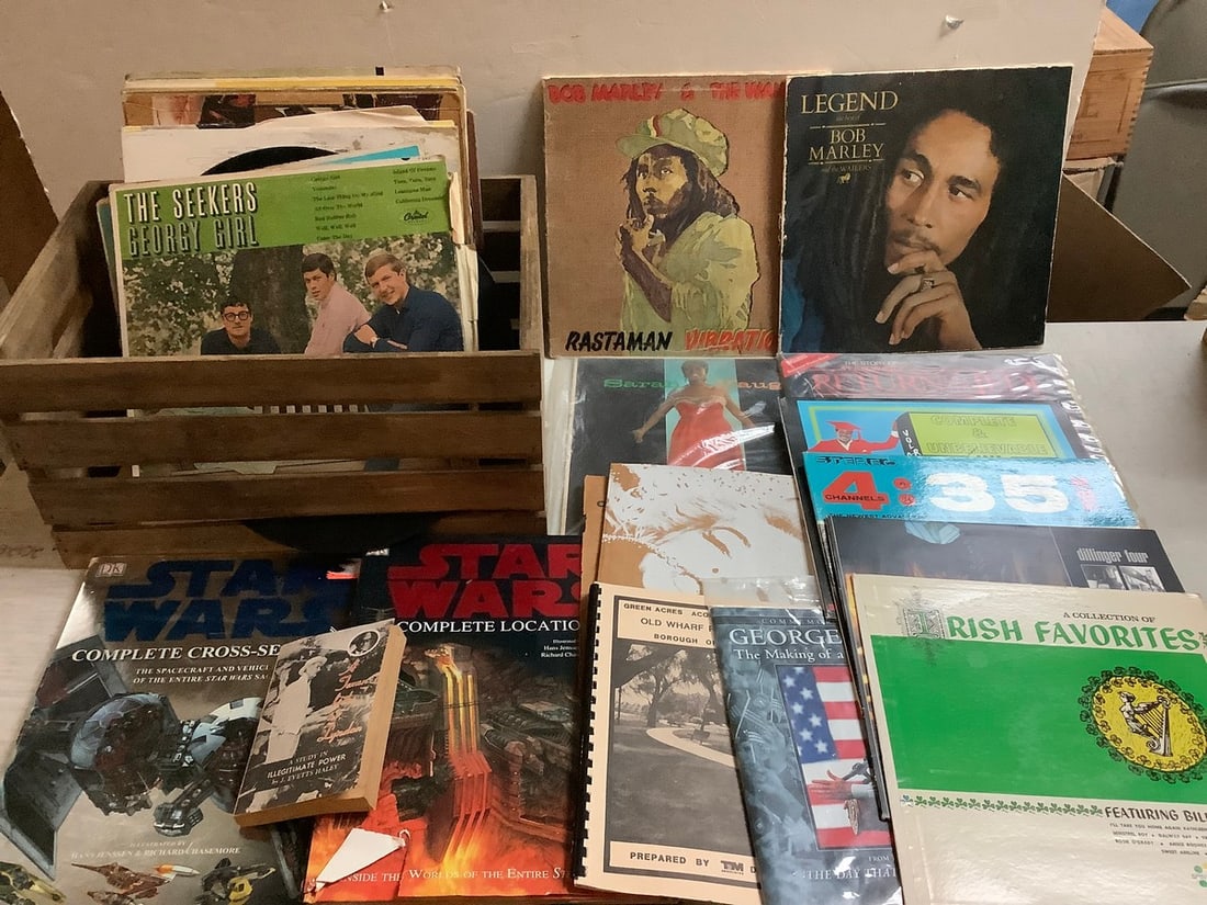 Lot of Star Wars books and Vintage Records in Wooden Box(18in.x12.5in.x9.5in.) (1 of 1)