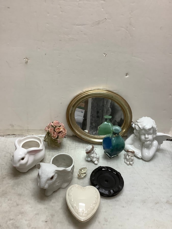 Lot of various ceramics(Dreamsicles cast art statues, Avon bunny, angel head(6.5in.tall), and more: Lot of various ceramics(Dreamsicles cast art statues, Avon bunny, angel head(6.5in.tall), and more