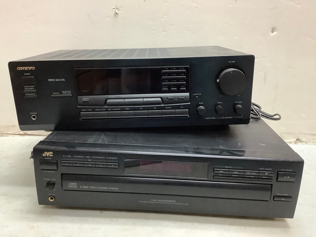 Lot of JVC compact disc automatic changer(model no.XL-F108BK), Onkyo audio equipment (model (1 of 1)