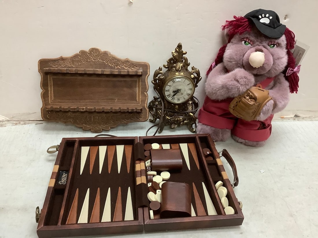 Lot of Jester board game, vintage clock, and more: Lot of Jester board game, vintage clock, and more