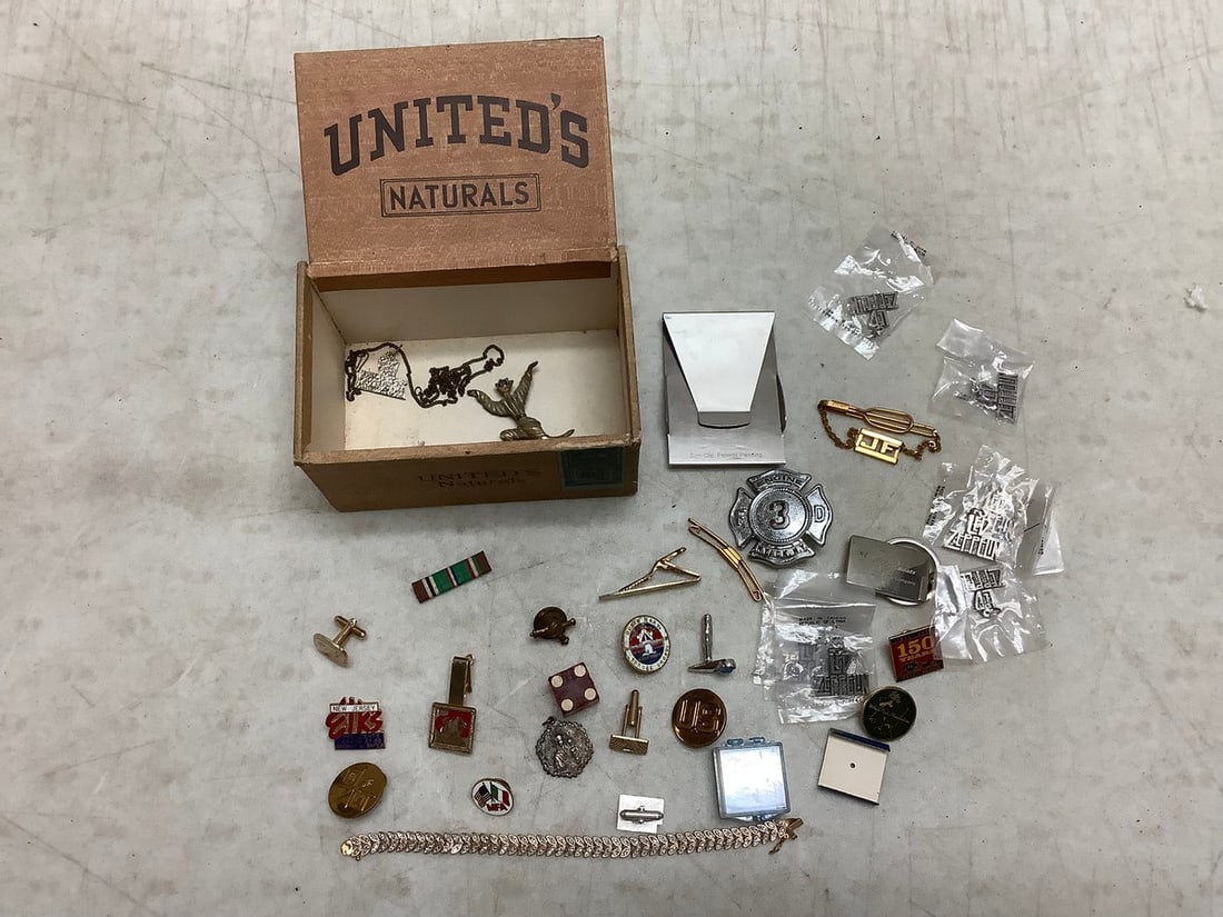 Lot of fireman badge, vintage military pins, and more (1 of 1)